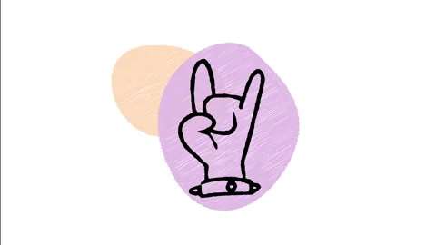 Minimalist Hand Drawn Animated Rock On Devil Horns Hand Gesture Icon  動画素材 343600908