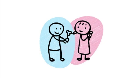 Minimalist Hand Drawn Animated Romantic Man Giving Flowers Heart Wiggle  Video stock 343885175
