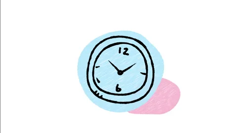 Minimalist Hand Drawn Animated Round Analog Wall Clock Icon 库存影片 343297723