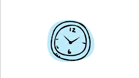 Minimalist Hand Drawn Animated Round Wall Clock Time Management Icon  库存影片 343596043
