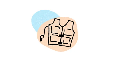 Minimalist Hand Drawn Animated Safety Life Jacket Whistle Vest Icon  Stock Footage 343604149