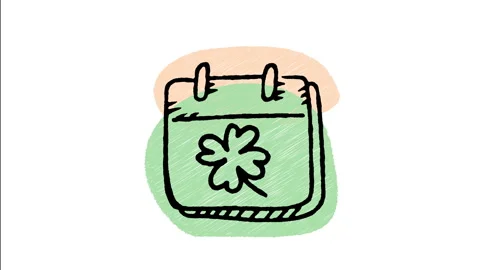 Minimalist Hand Drawn Animated Saint Patrick Day Calendar March 17 Wiggle  Stock Footage 343889899