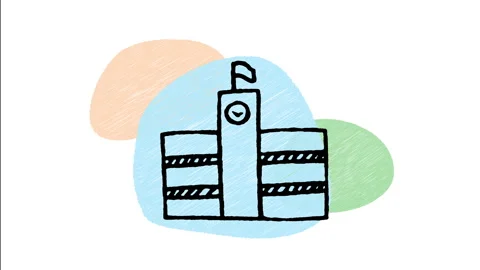 Minimalist Hand Drawn Animated School Building Icon Stock Footage 343285642