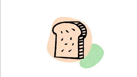 Minimalist Hand Drawn Animated Slice Bread Toast Icon Stock Footage 343292709