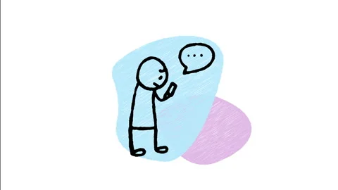 Minimalist Hand Drawn Animated Smartphone Speech Bubble Chat Icon Stock Footage 343290863
