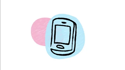 Minimalist Hand Drawn Animated Smartphone Mobile Phone Device Icon Stock Footage 343298087
