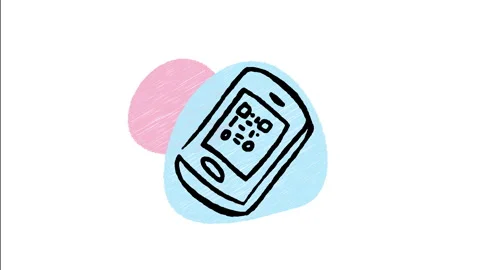 Minimalist Hand Drawn Animated Smartphone QR Code Digital Scanner Icon  Stock Footage 343596199