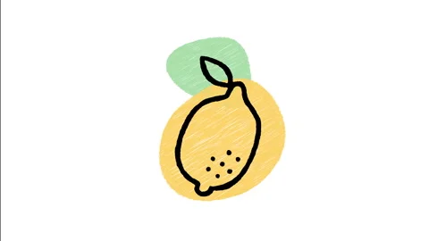 Minimalist Hand Drawn Animated Sour Yellow Citrus Lemon Fruit Icon Stock Footage 343304550