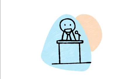 Minimalist Hand Drawn Animated Speaker Podium Microphone Icon Stock Footage 343287143