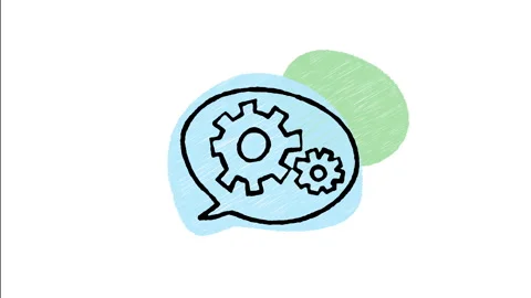 Minimalist Hand Drawn Animated Speech Bubble Cogs Cogs Icon Video stock 343287543