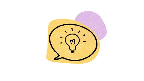 Minimalist Hand Drawn Animated Speech Bubble Light Bulb Idea Icon Stock Footage 343290348