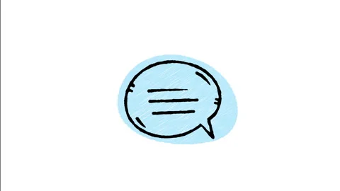 Minimalist Hand Drawn Animated Speech Bubble Message Text Lines Icon  Stock Footage 343596077