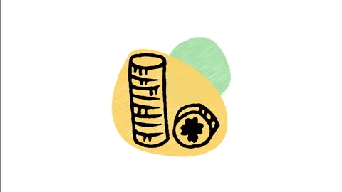 Minimalist Hand Drawn Animated Stack of Gold Coins Clover Luck Wiggle  動画素材 343890235