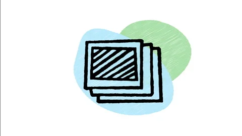 Minimalist Hand Drawn Animated Stacked Photo Burst Mode Icon Stock Footage 343294393