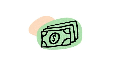 Minimalist Hand Drawn Animated Stacked Paper Money Banknotes Icon Stock Footage 343302157