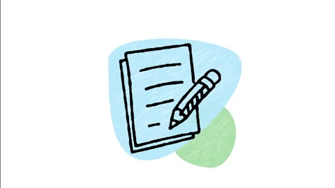 Minimalist Hand Drawn Animated Stacked Paper Document Pen Writing Icon  Stock Footage 343596116