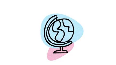 Minimalist Hand Drawn Animated Standing World Globe Icon Stock Footage 343284072