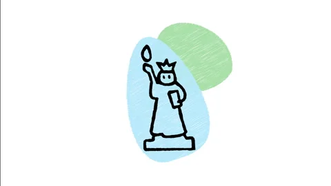 Minimalist Hand Drawn Animated Statue of Liberty New York Wiggle  Stock Footage 343889375
