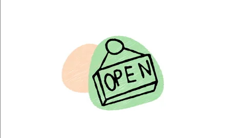 Minimalist Hand Drawn Animated Store Welcome Open Sign Hanging Plate Icon  Stock Footage 343595820