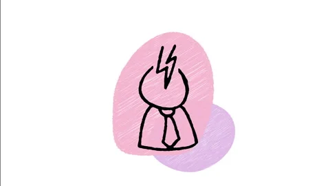 Minimalist Hand Drawn Animated Stressed Businessman Lightning Icon Stock Footage 343286668