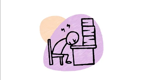 Minimalist Hand Drawn Animated Stressed Employee Crying Desk Wiggle  Stock Footage 343886312