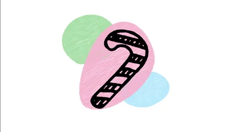 Minimalist Hand Drawn Animated Striped Christmas Candy Cane Wiggle  Stock Footage 343886410