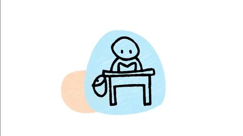 Minimalist Hand Drawn Animated Student Sitting School Desk Studying Wiggle  Stock Footage 343888365