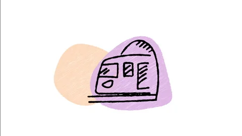 Minimalist Hand Drawn Animated Subway Underground Metro Train Icon  Stock Footage 343605069