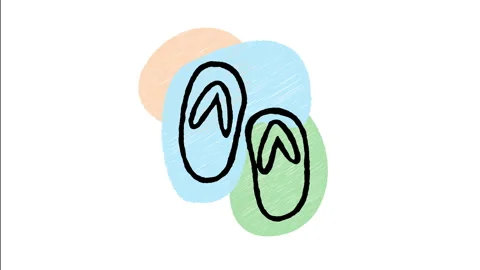 Minimalist Hand Drawn Animated Summer Beach Flip Flops Sandals Icon  Stock Footage 343604097