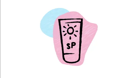 Minimalist Hand Drawn Animated Sunscreen Cream Tube SPF Skincare Icon  Stock Footage 343604306