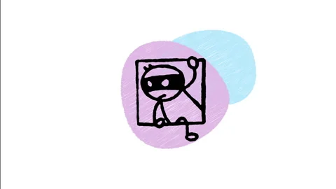Minimalist Hand Drawn Animated Thief Climbing House Window Burglary Wiggle  Stock Footage 343884890