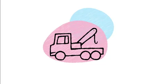 Minimalist Hand Drawn Animated Tow Truck Vehicle Recovery Service Icon  Stock Footage 343605176