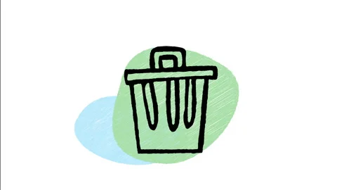 Minimalist Hand Drawn Animated Trash Can Delete Bin Icon 库存影片 343294412