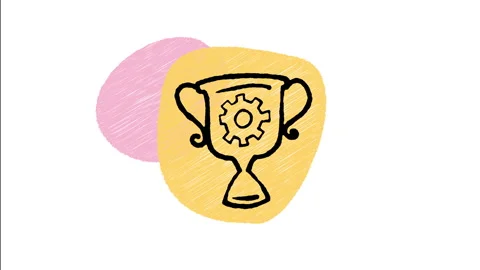 Minimalist Hand Drawn Animated Trophy Gear Award Icon Stock Footage 343289006