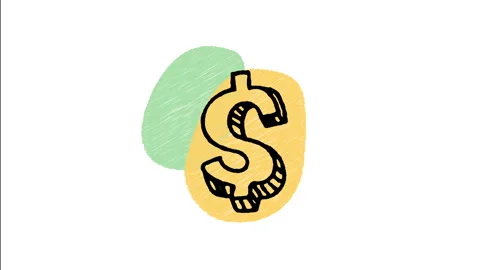 Minimalist Hand Drawn Animated US Dollar Currency Money Badge Icon Stock Footage 343301660