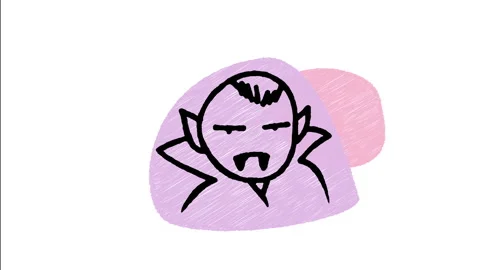 Minimalist Hand Drawn Animated Vampire Dracula Count Cape Wiggle Stock Footage 343887396