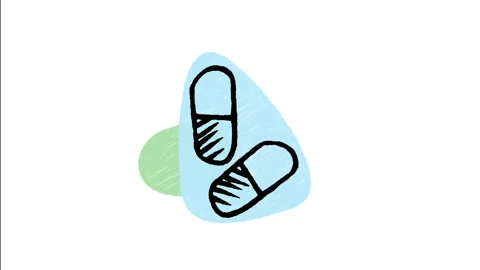 Minimalist Hand Drawn Animated Veterinary Medicine Pill Capsule  Vídeos de archivo 343602037
