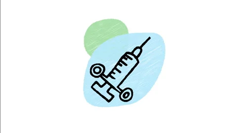 Minimalist Hand Drawn Animated Veterinary Syringe Vaccine Injection  Vídeos de archivo 343602740