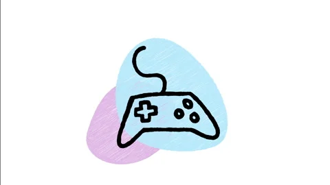 Minimalist Hand Drawn Animated Video Game Controller Gamepad Icon  Stock Footage 343596650