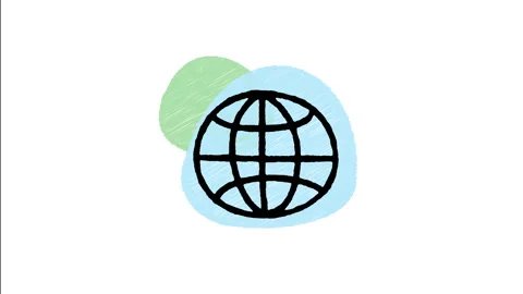 Minimalist Hand Drawn Animated World Sphere Globe Network Grid Icon Stock Footage 343301722
