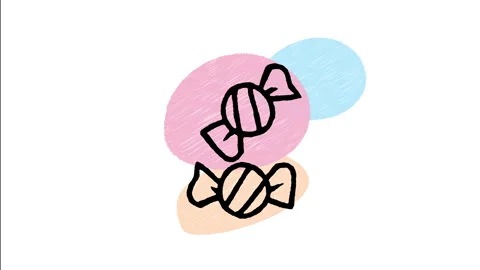 Minimalist Hand Drawn Animated Wrapped Sweets Candy Icon Stock Footage 343292674