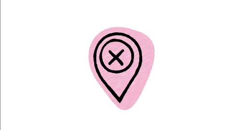 Minimalist Hand Drawn Animated Wrong Rejected Map Pin Location Icon  Stock Footage 343601336