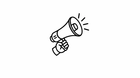 Minimalist Hand-Drawn Animation of a Hand Holding a Megaphone with Sound Wav Stock Footage 334455103