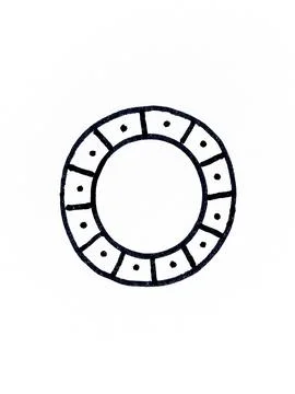 Minimalist Hand Drawn Circular Ring Segmented Panels Round Frame. Stock Illustration