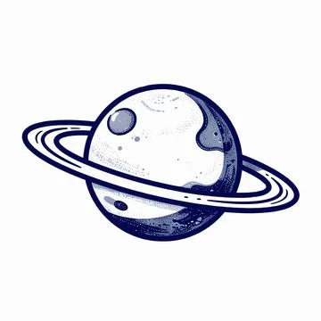 Minimalist Hand-Drawn Flat Vector Illustration of a Single Celestial Ringed.. 库存插图