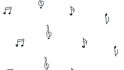 Minimalist hand drawn music notes falling on white background animation wit.. Stock Footage 333430390