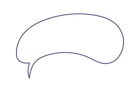 A minimalist, hand-drawn style speech bubble outline in dark blue on a clean Stock Illustration