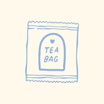 Minimalist hand drawn tea bag sachet or envelope packaging with a heart detail Illustrazione stock