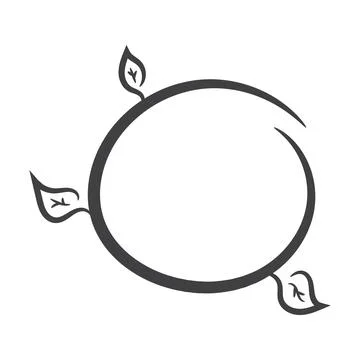 Minimalist handdrawn circle frame with delicate leaves vector icon. Perfect f イラスト素材