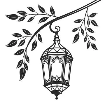Minimalist Hanging Ramadan Lantern Vector for Holiday Design Stock Illustration